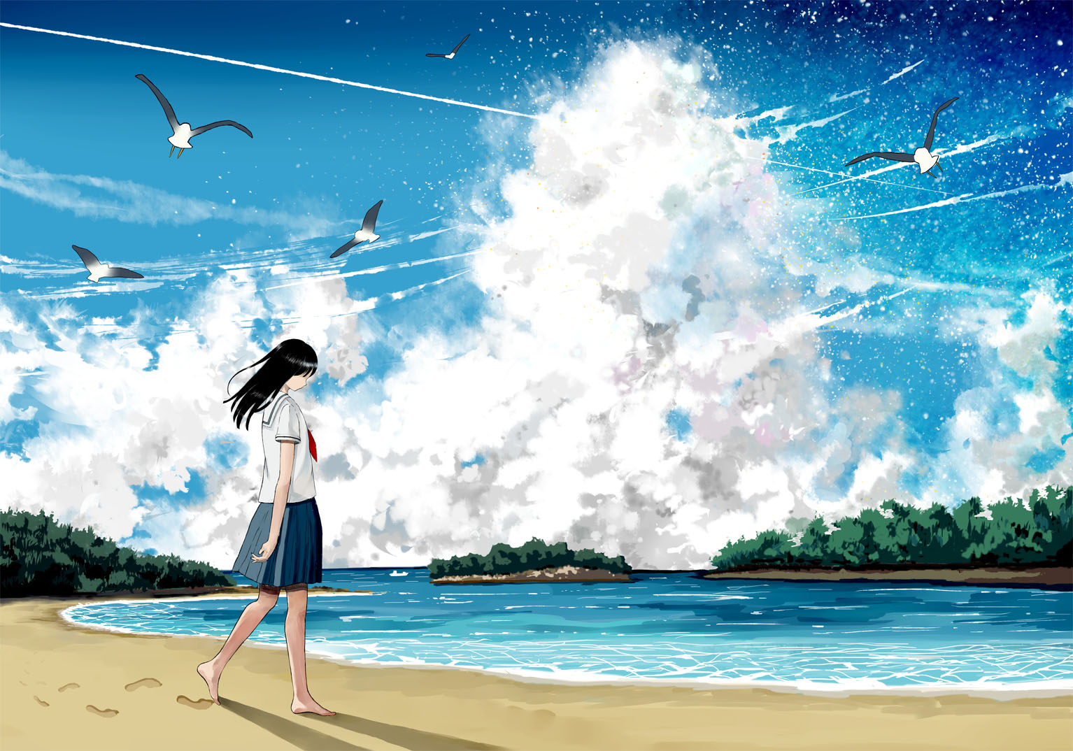 anime beach background #17