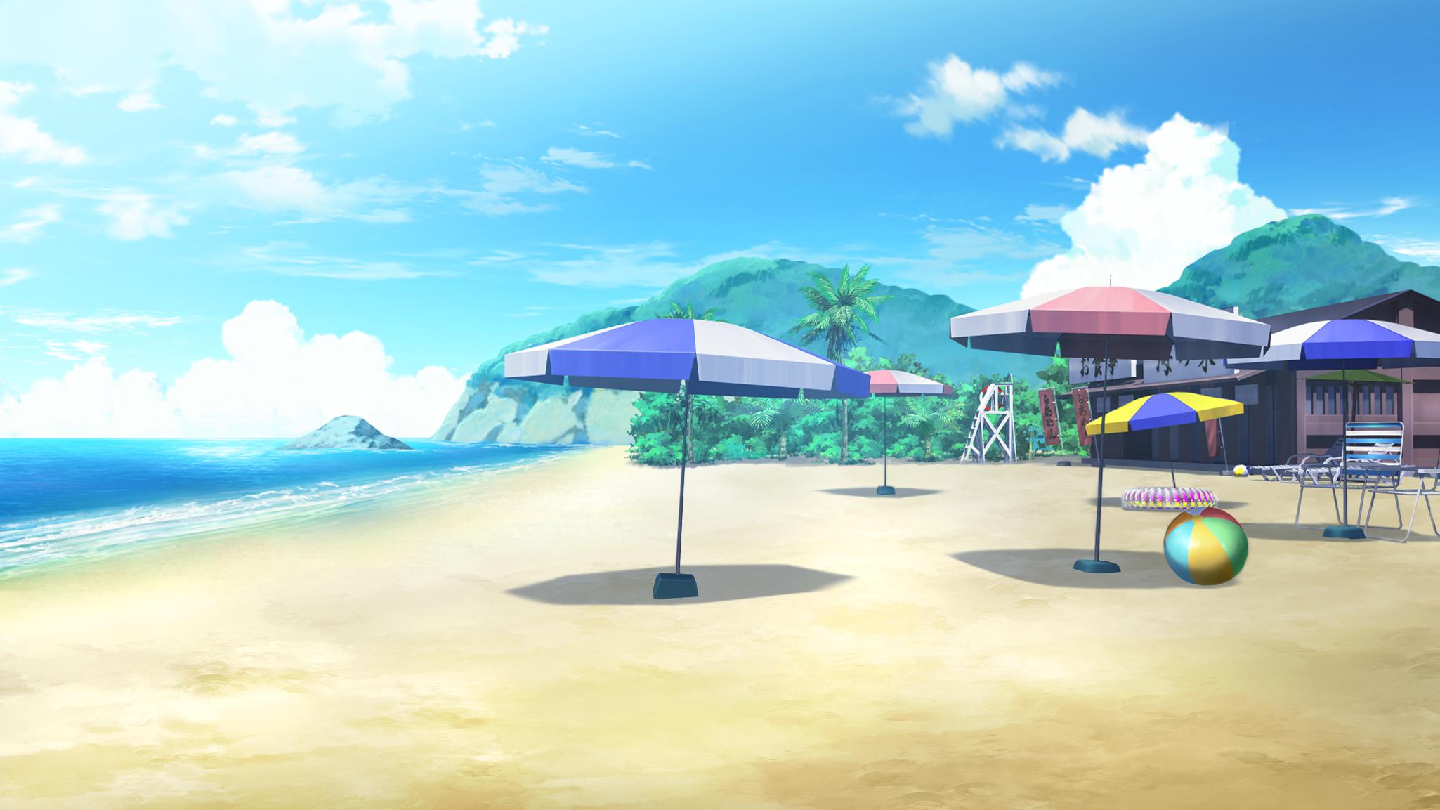 anime beach background #4