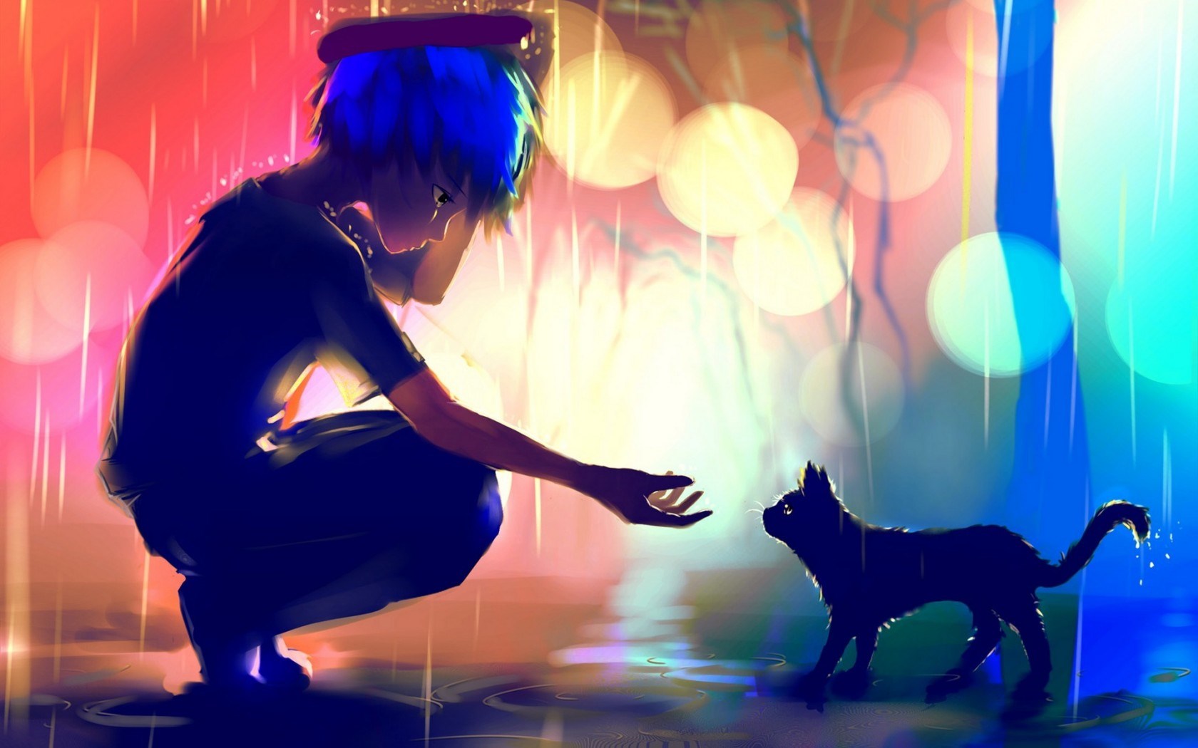 anime cat background #20