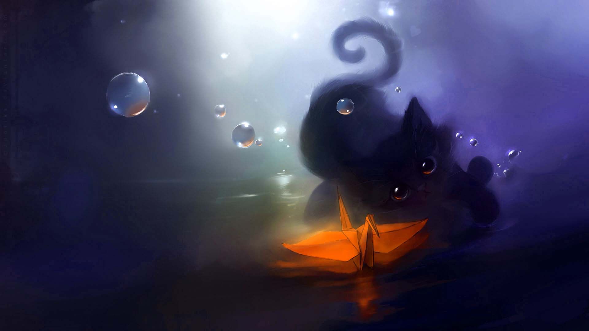 anime cat background #13