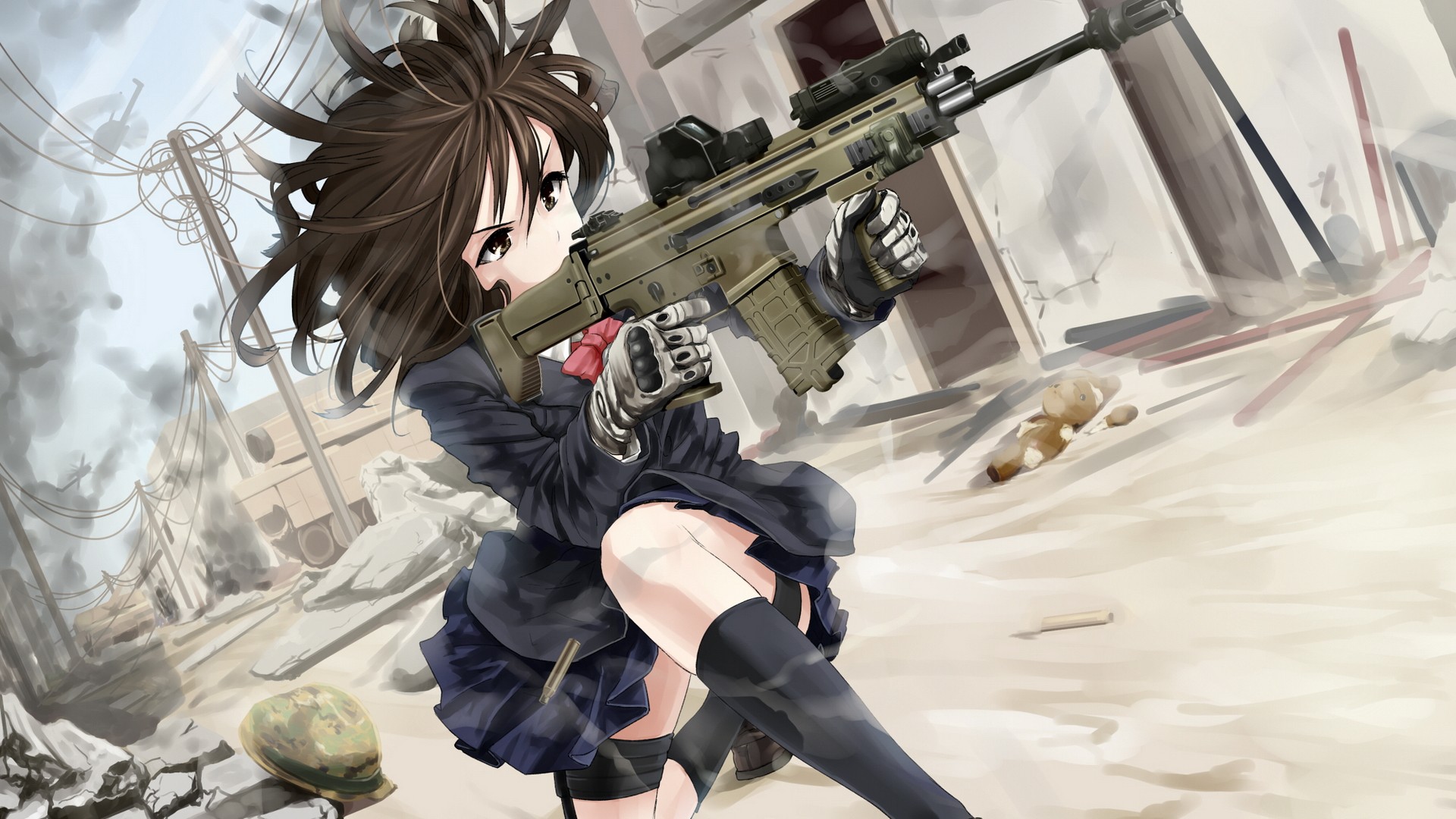 Anime girls with guns wallpaper