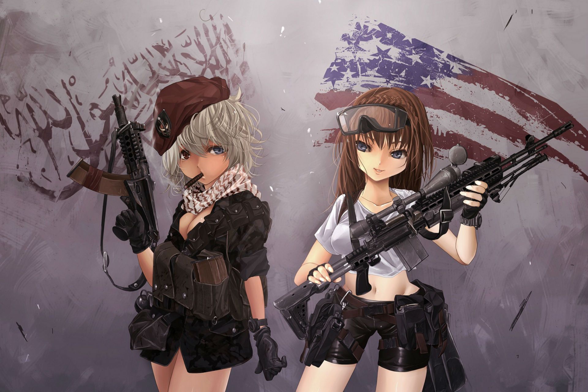 anime girls with guns wallpaper #23