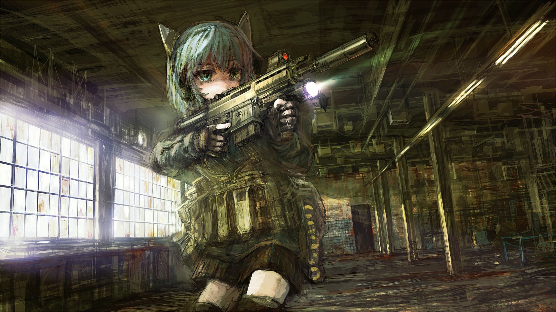 anime girls with guns wallpaper #22