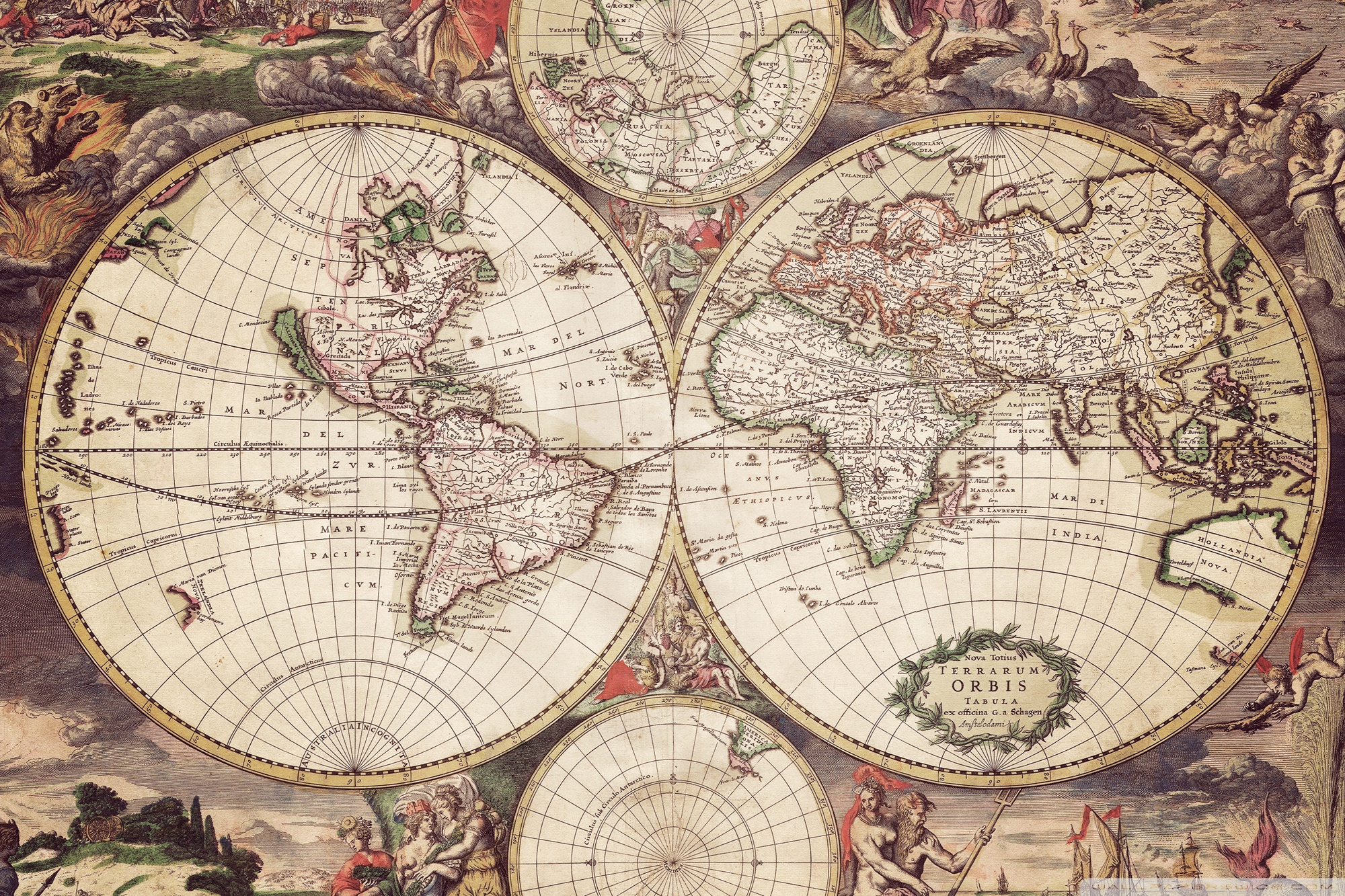 Antique world map wallpaper