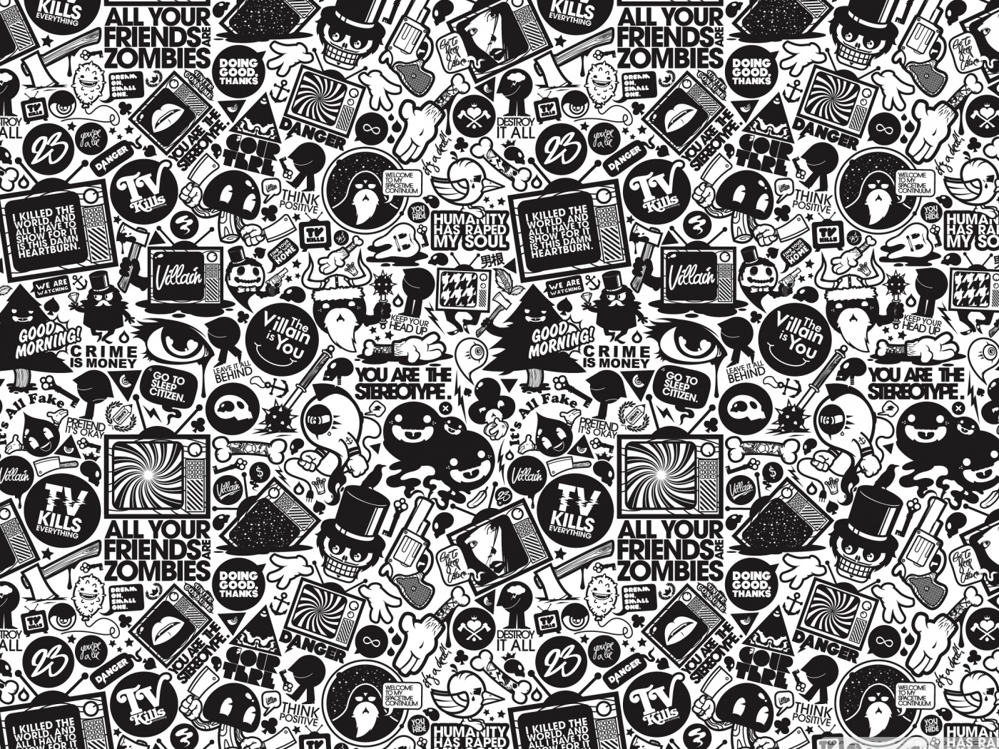 black and white cartoon wallpaper #22