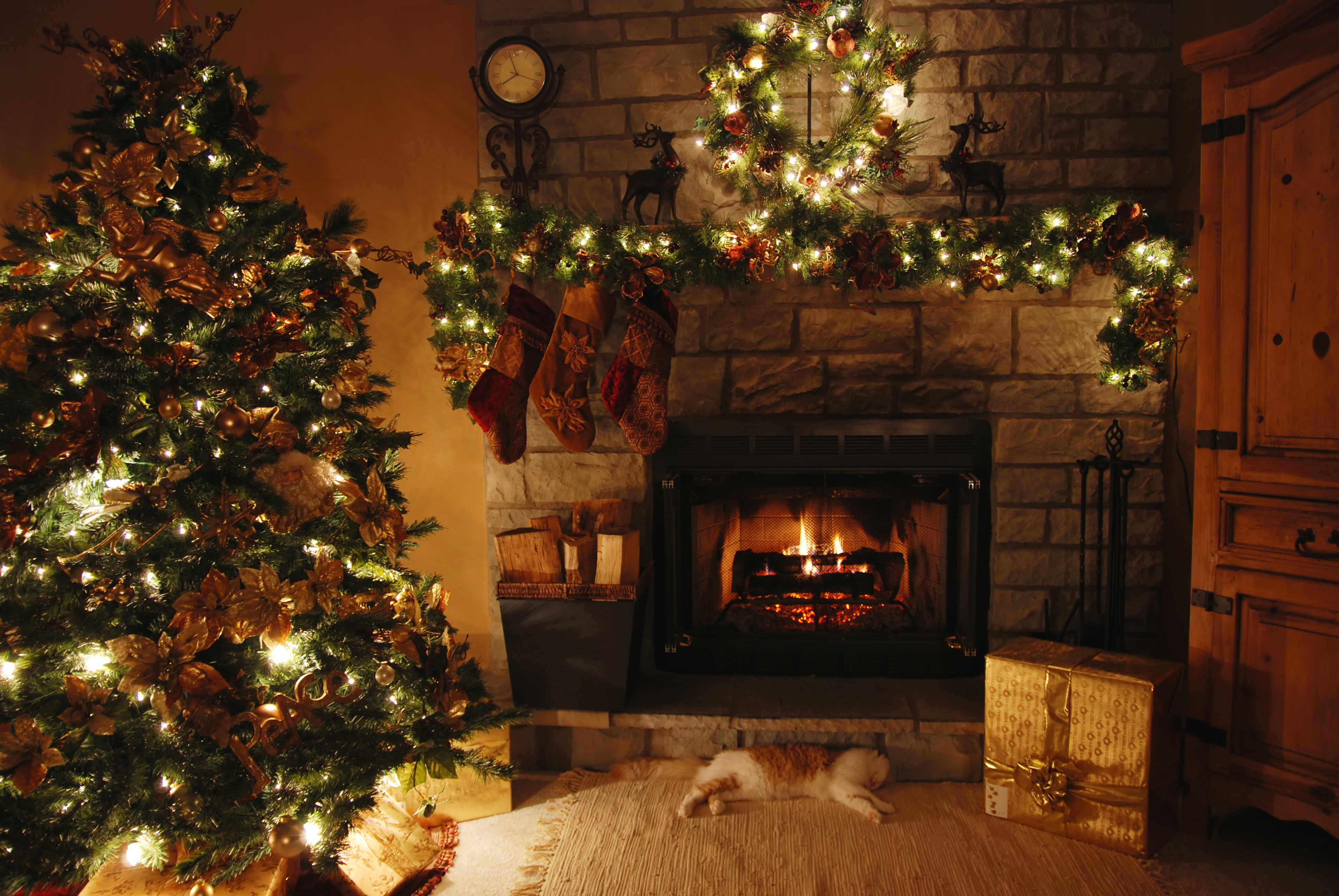 Christmas fireplace background