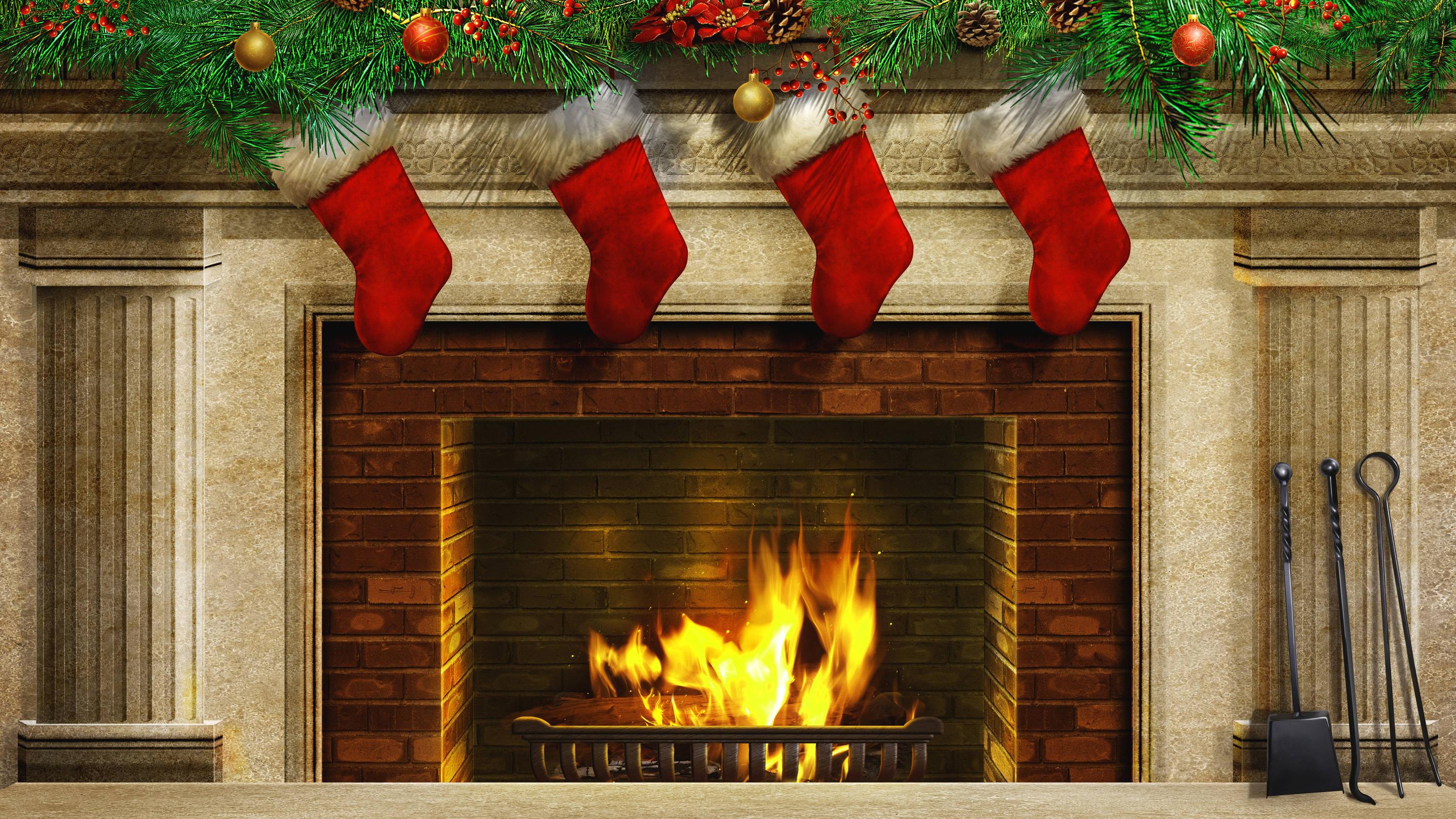 Christmas fireplace background