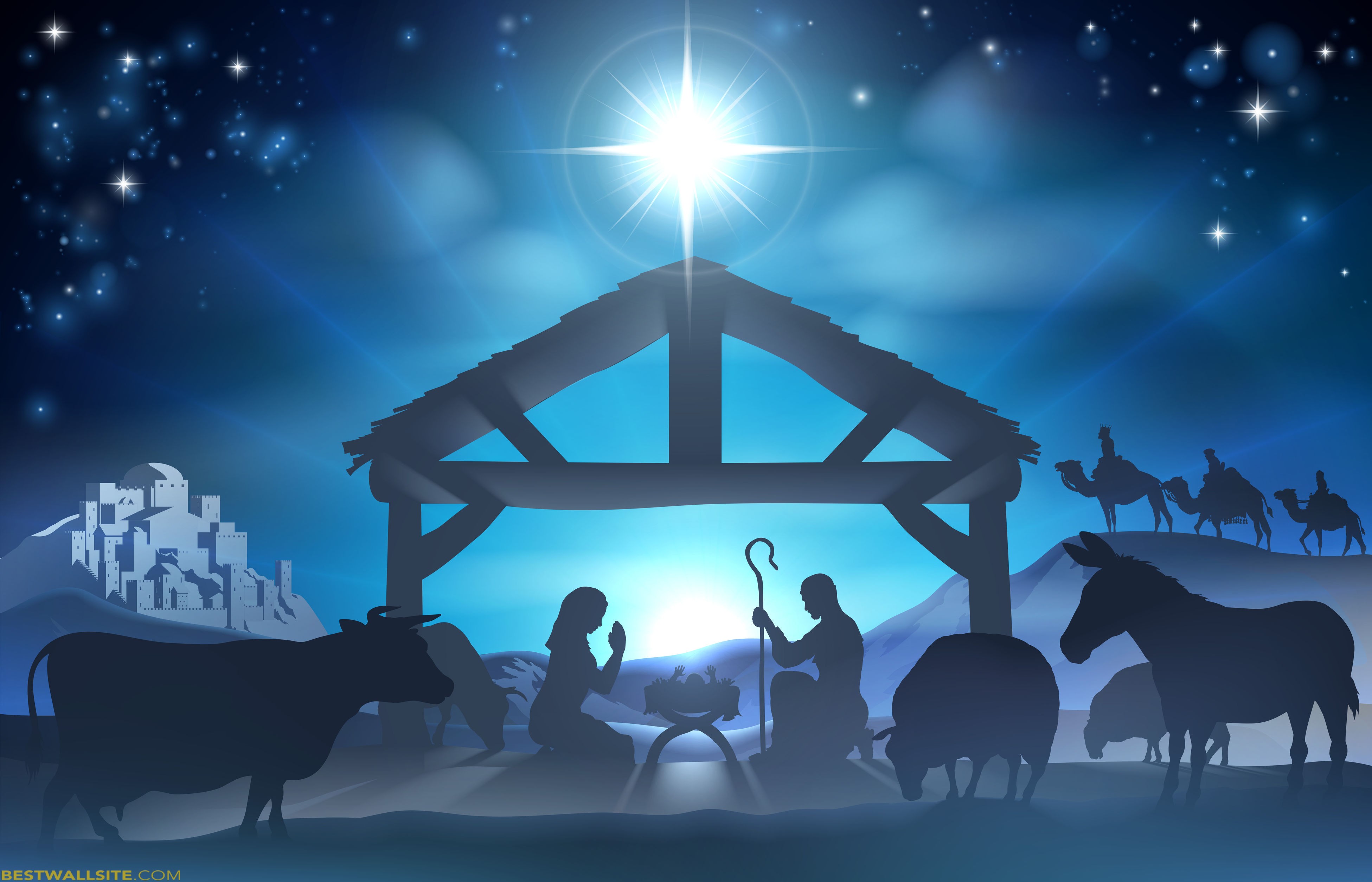 Christmas nativity scene wallpaper