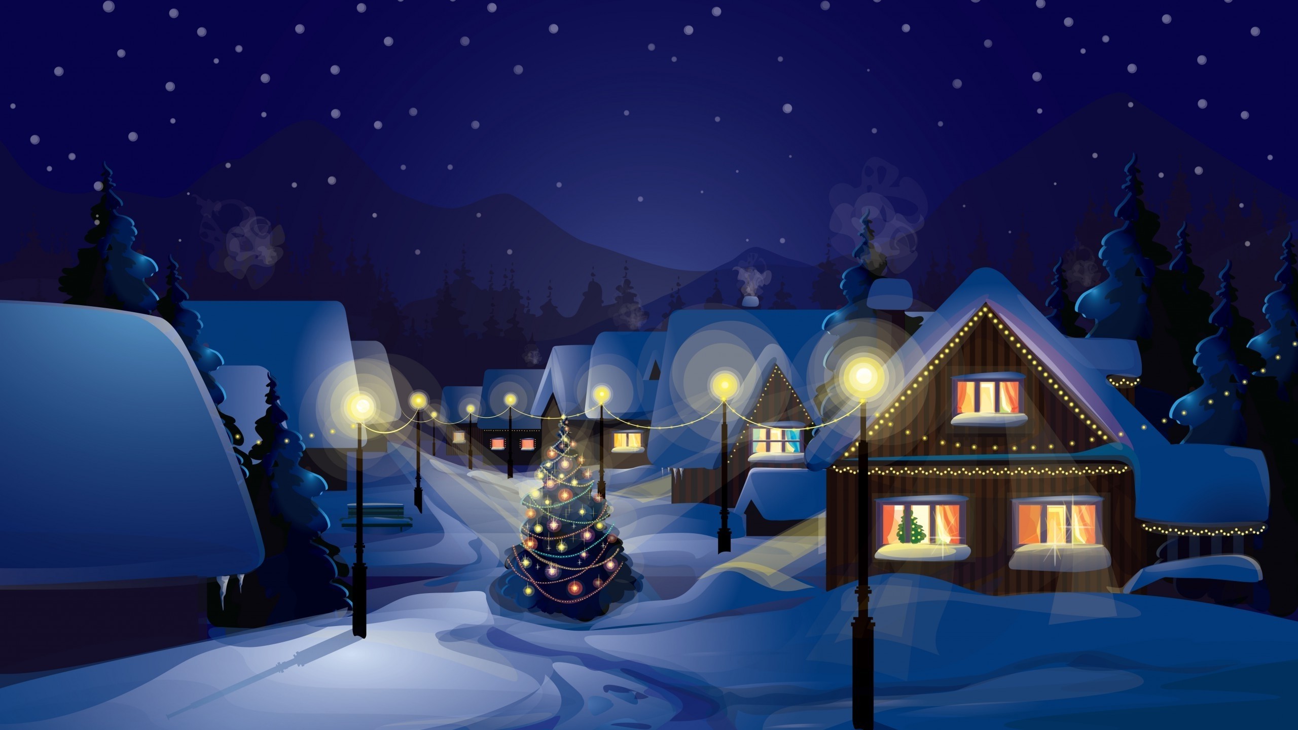 Christmas, Village, Christmas Tree, Snow Wallpapers HD / Desktop