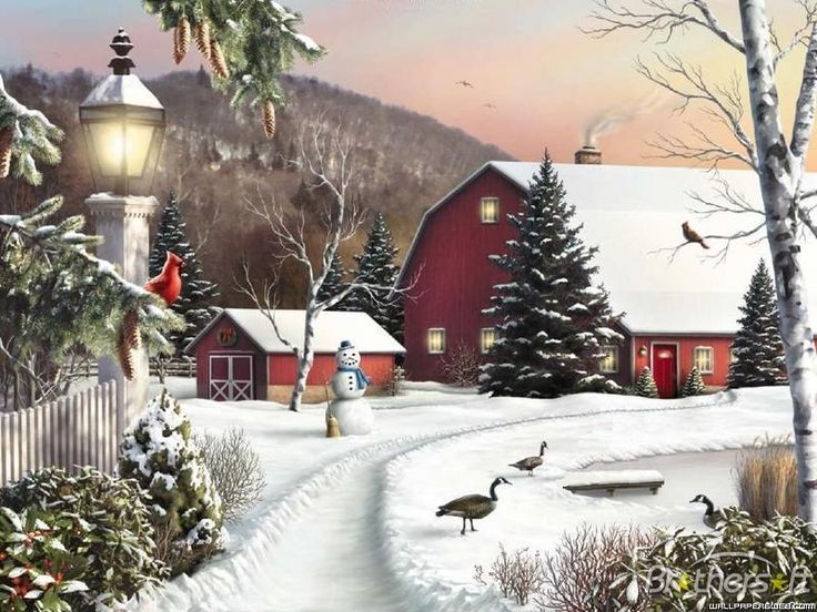 christmas winter scenes wallpaper free #2