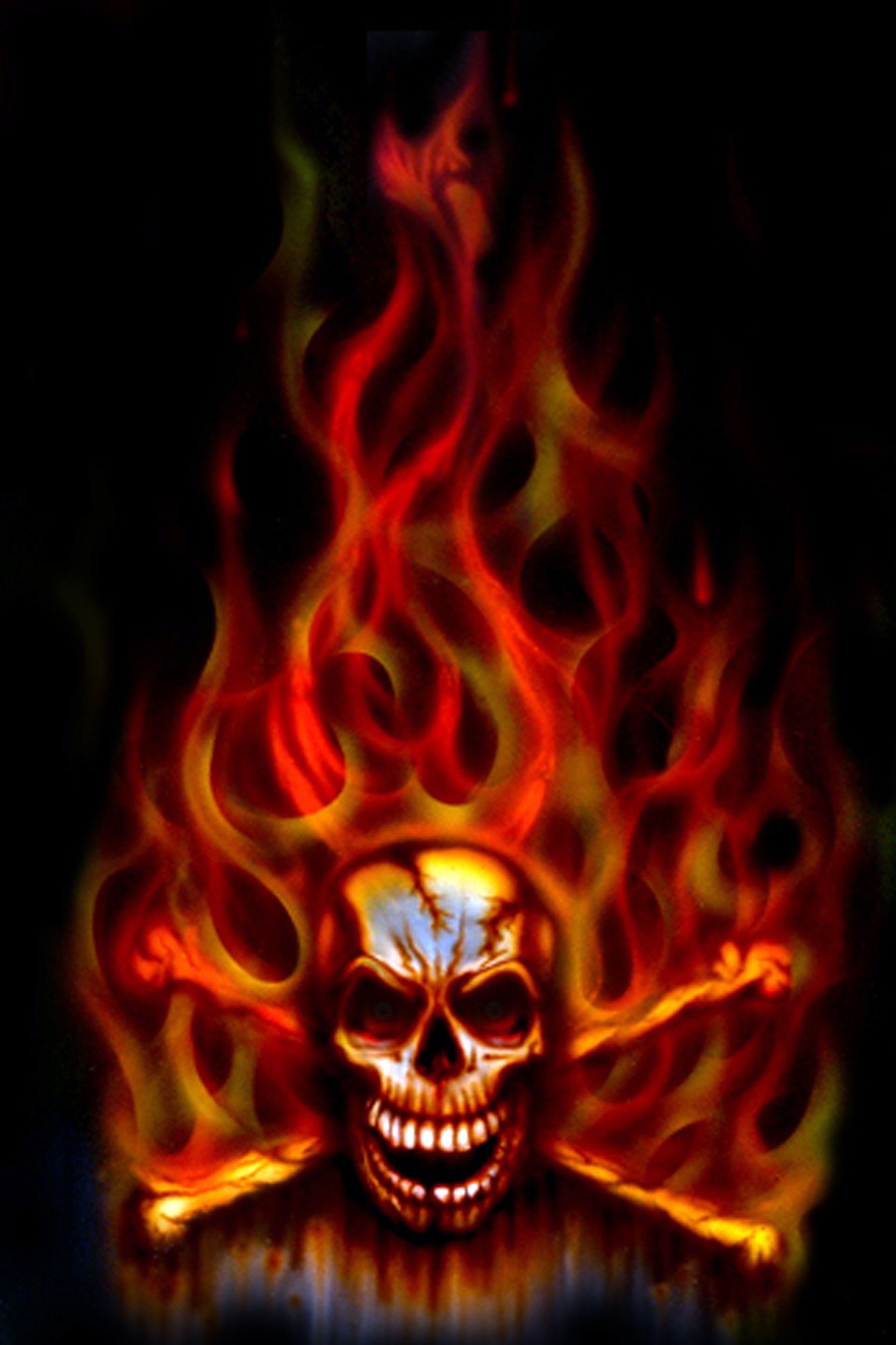 Flaming skulls wallpaper