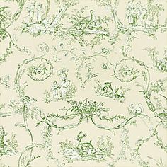 Green toile wallpaper