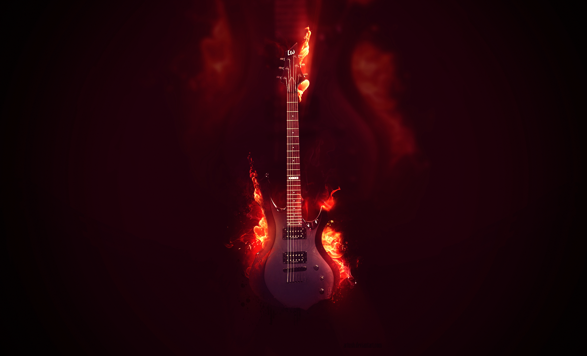 Guitar on fire wallpaper
