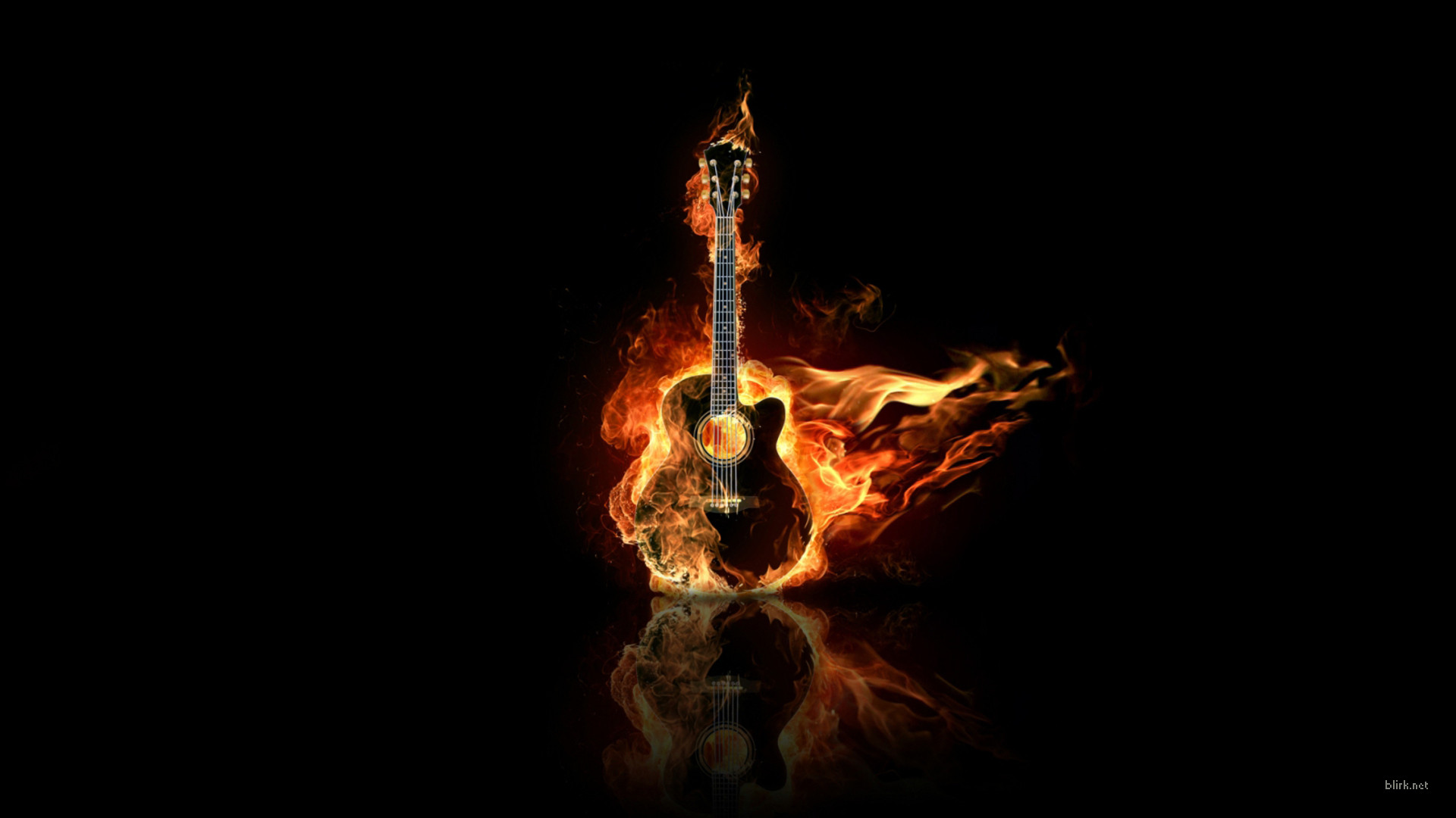 Guitar on fire wallpaper