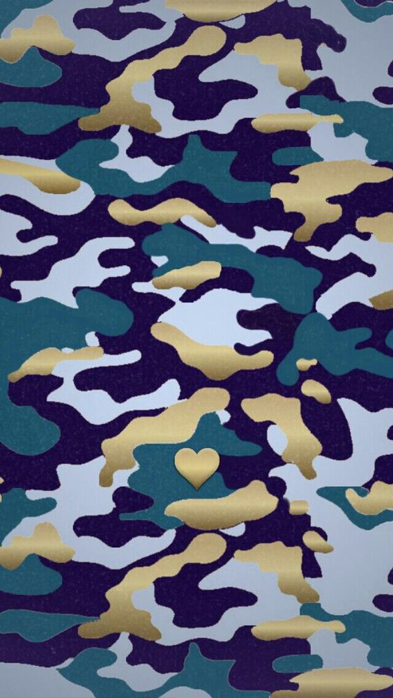 Navy Blue gold heart Camoflage camo iphone phone background