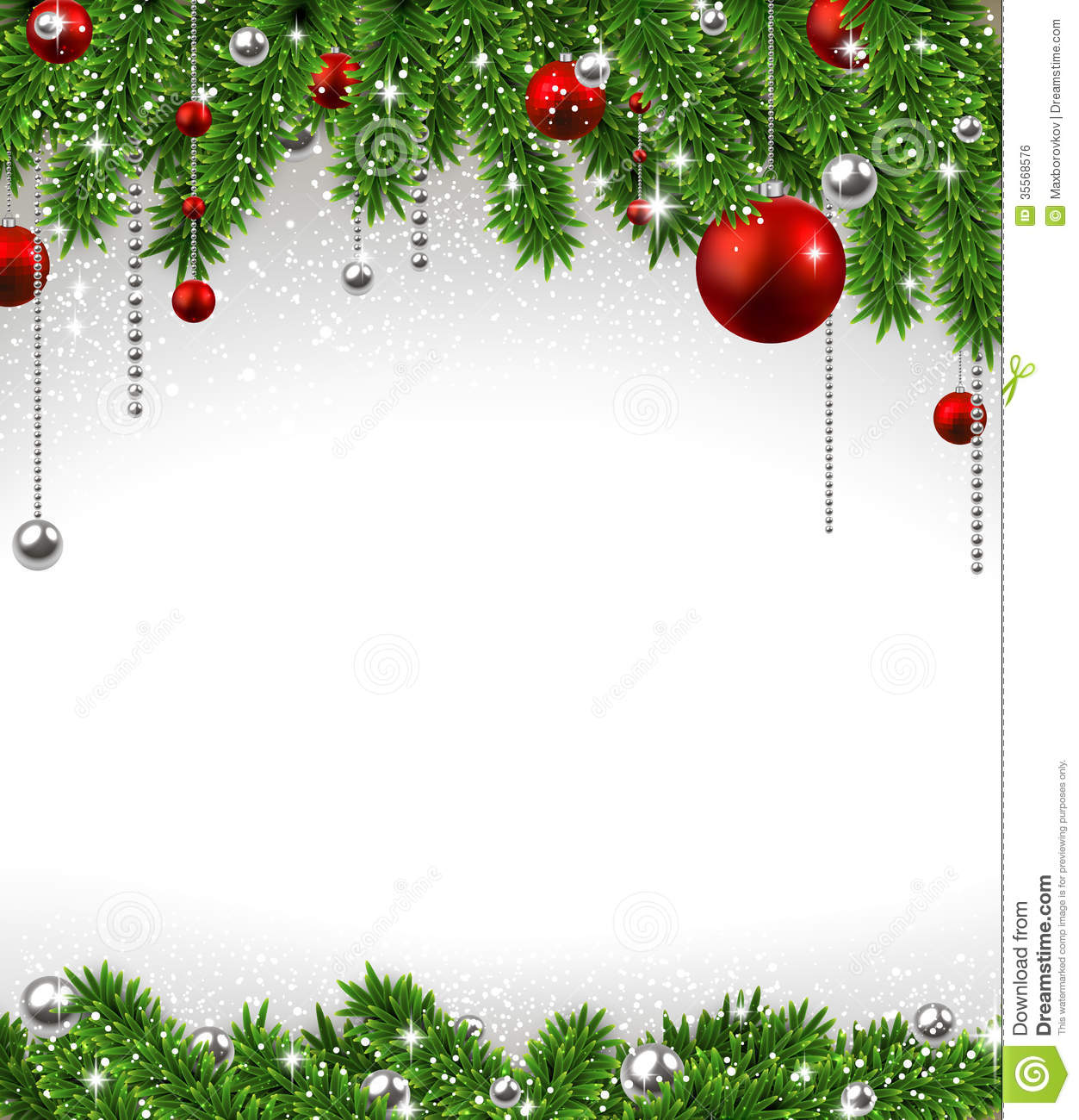 Christmas Background With Red Bauble And Merry Christmas Ribbon