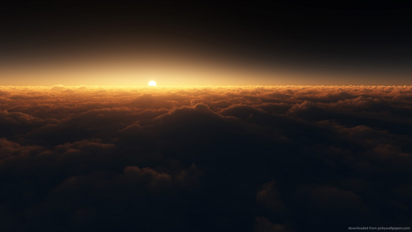 Download 1366x768 Dark Sun Over The Clouds Wallpaper