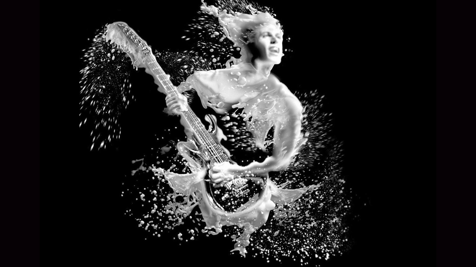 Guitar Digital Liquid Liquid guitar player Man Art HD Wallpapers