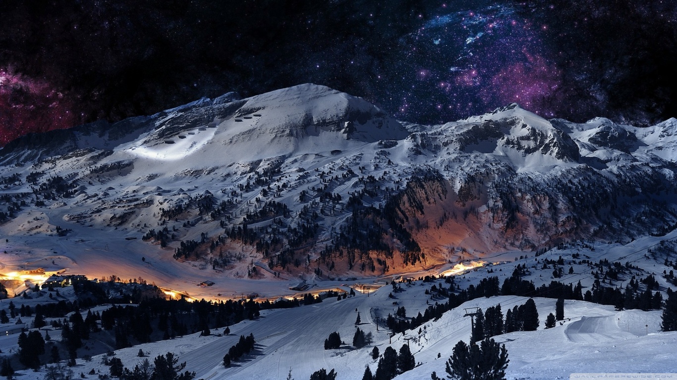 Night Sky Snow HD desktop wallpaper : High Definition : Fullscreen