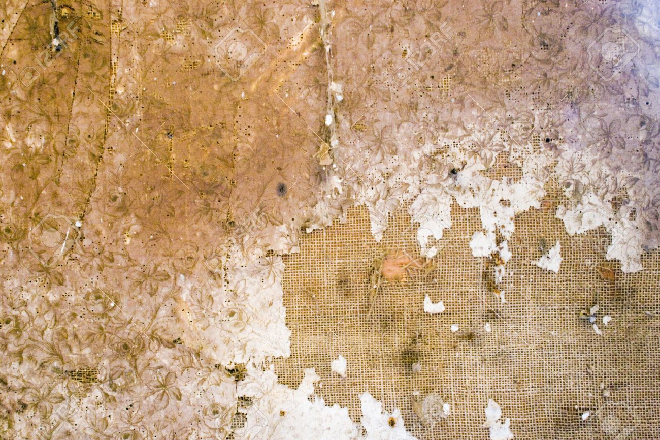 Texture Of Old Wallpaper On Hesian Stock Photo, Picture And
